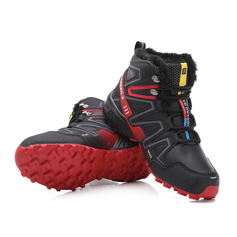 Men's snow boots, warm and non slip outdoor hiking boots, lightweight walking shoes in winter