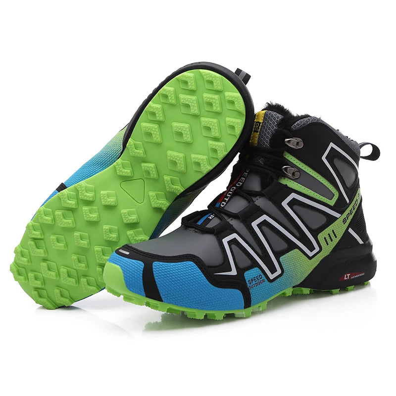Men's snow boots, warm and non slip outdoor hiking boots, lightweight walking shoes in winter