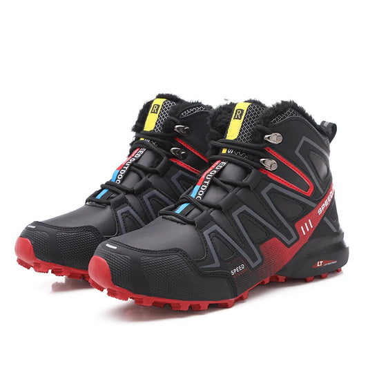 Men's snow boots, warm and non slip outdoor hiking boots, lightweight walking shoes in winter